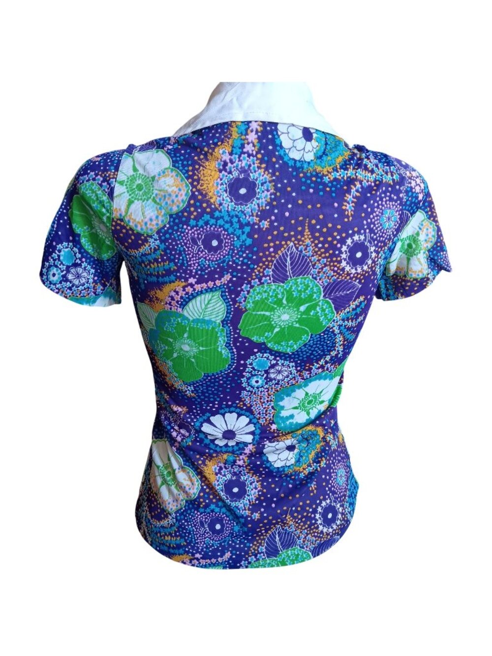True Vintage Top Small 1960s Psychedelic Lace-Up Bodice Stretch Groovy Mod